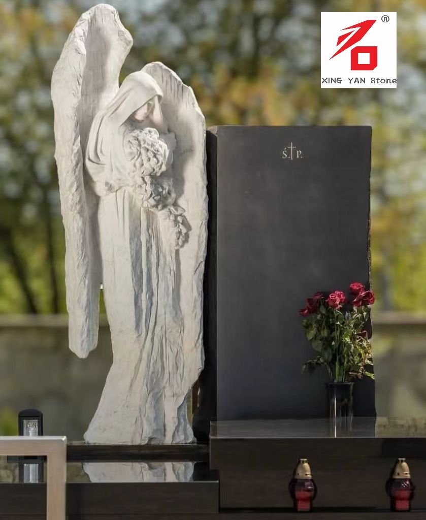 Kína Xingyan Gyártás - Angyal, aki virágkő -faragás sírkövét ölel fel