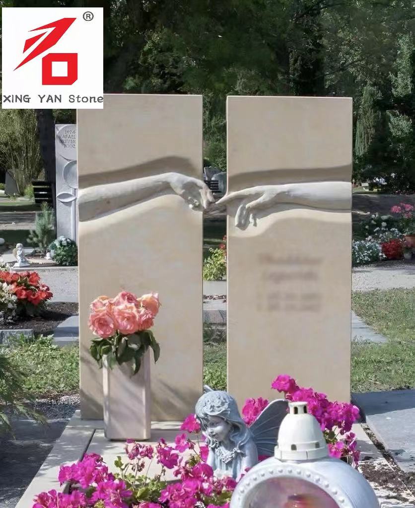 Kína Xingyan gyártása Huangshayan kézi touch alakú sírkő